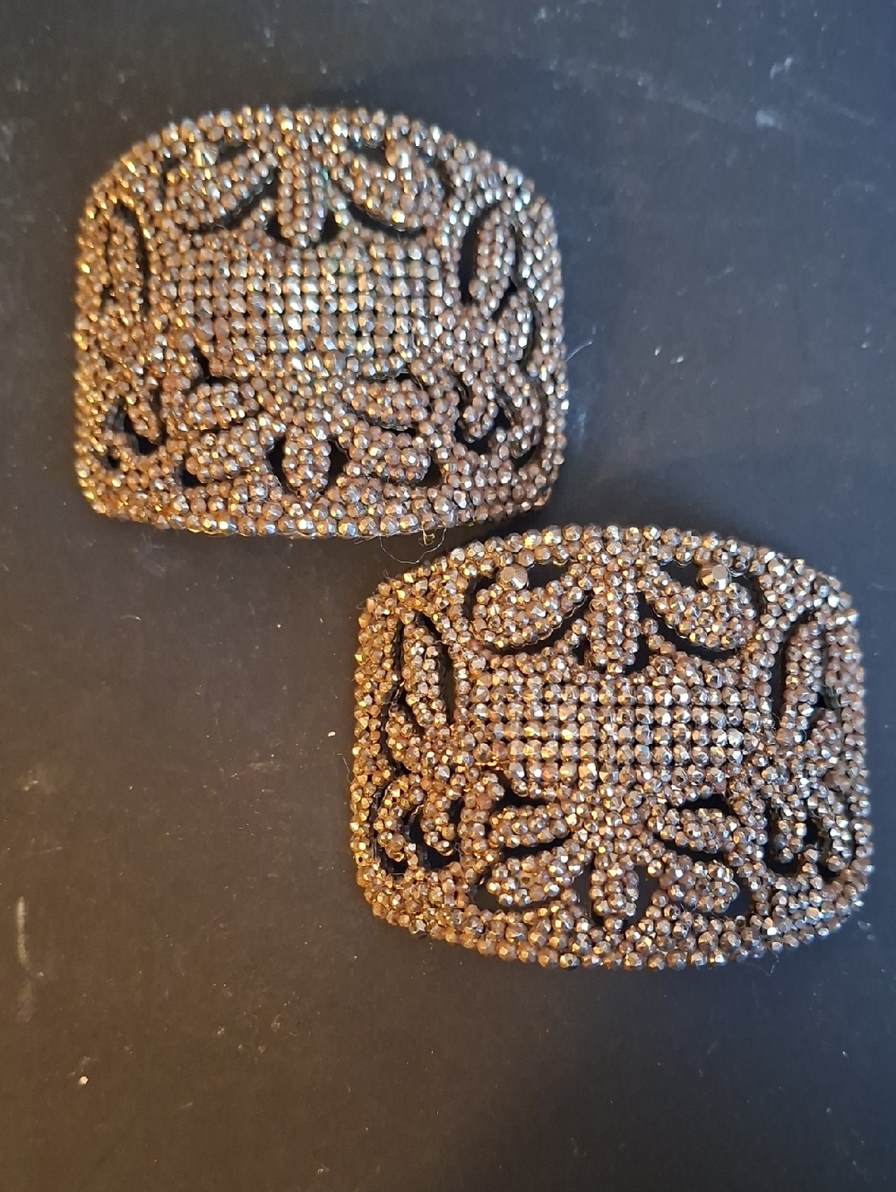 Cut Steel Marshall Field Co. France Filigree Shoe Buckles- Bronze Sparkle